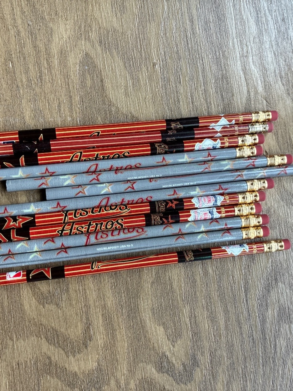 Vintage Houston Astros Pencils 12 Total MLB Baseball Retro Unused  Erasers are o